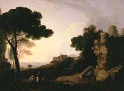 Richard Wilson, Landscape Capriccio with Tomb of the Horatii and Curiatii, and the Villa of Maecenas at Tivoli